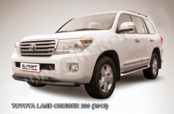 23 699 р. Защита переднего бампера Slitkoff (Ø76 и 57 мм) Toyota Land Cruiser 200 1-ый рестайлинг (2012-2015) (Нержавейка полированная)  с доставкой в г. Владивосток. Увеличить фотографию 2