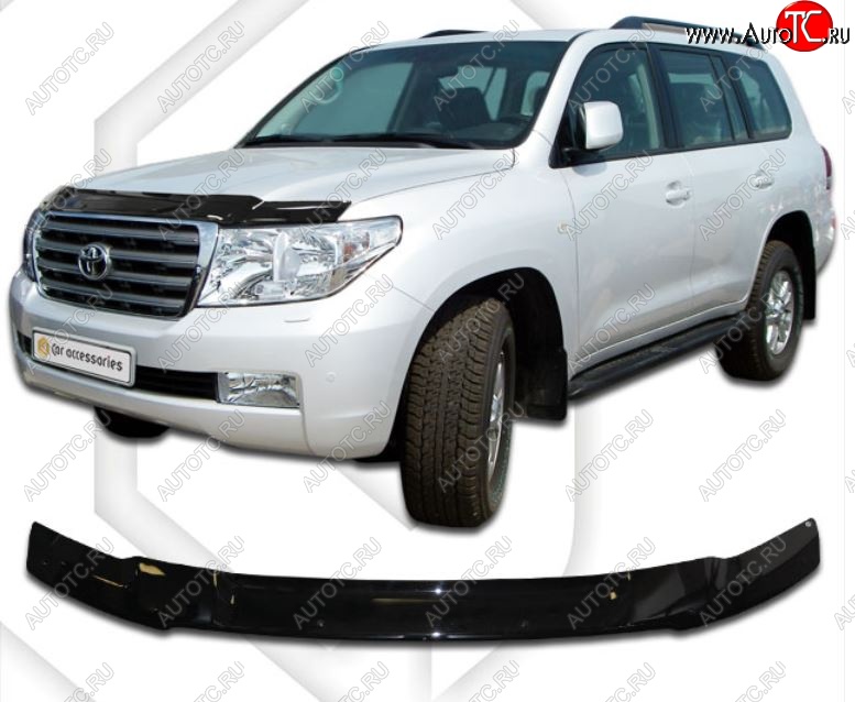 1 999 р. Дефлектор капота CA-Plastiс  Toyota Land Cruiser  200 (2012-2015) 1-ый рестайлинг (Classic черный, Без надписи)  с доставкой в г. Владивосток