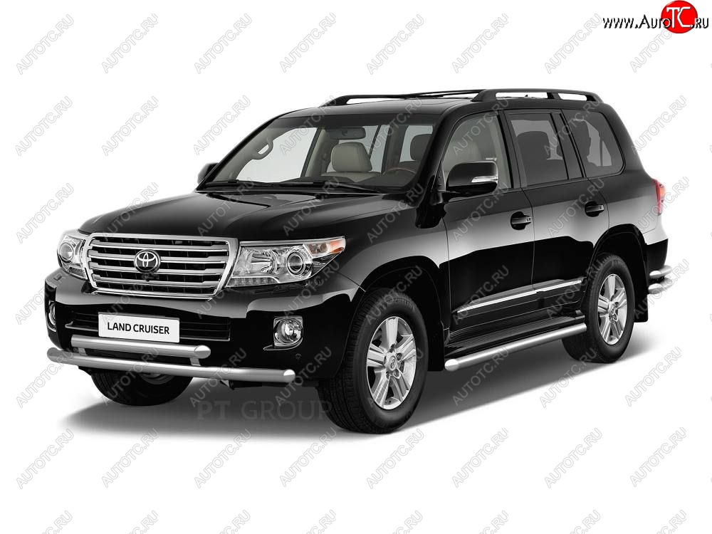 20 949 р. Защита порогов из трубы Ø51 Petroil Tuning Toyota Land Cruiser 200 2-ой рестайлинг (2015-2021) (Нержавеющая полированная сталь)  с доставкой в г. Владивосток