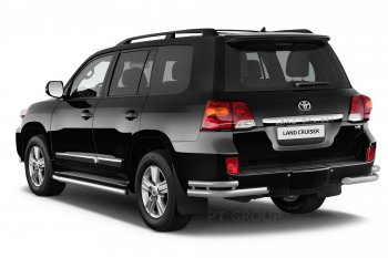 20 949 р. Защита порогов из трубы Ø51 Petroil Tuning Toyota Land Cruiser 200 2-ой рестайлинг (2015-2021) (Нержавеющая полированная сталь)  с доставкой в г. Владивосток. Увеличить фотографию 2