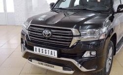 26 499 р. Защита переднего бампера (Ø63 мм с надписью, нержавейка) SLITKOFF Toyota Land Cruiser 200 2-ой рестайлинг (2015-2021)  с доставкой в г. Владивосток. Увеличить фотографию 3