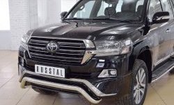 21 599 р. Защита переднего бампера (Ø63 мм волна, нержавейка) SLITKOFF  Toyota Land Cruiser  200 (2015-2021) 2-ой рестайлинг  с доставкой в г. Владивосток. Увеличить фотографию 3