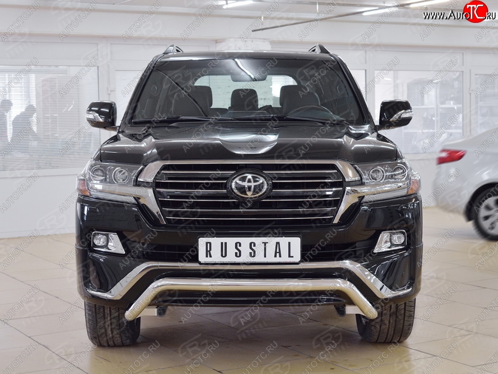 21 599 р. Защита переднего бампера (Ø63 мм волна, нержавейка) SLITKOFF  Toyota Land Cruiser  200 (2015-2021) 2-ой рестайлинг  с доставкой в г. Владивосток