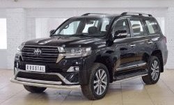 27 599 р. Защита переднего бампера (2 трубыØ76 и 63 мм, нержавейка) SLITKOFF  Toyota Land Cruiser  200 (2015-2021) 2-ой рестайлинг  с доставкой в г. Владивосток. Увеличить фотографию 2