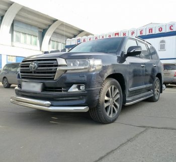 25 999 р. Защита переднего бампера (2 трубыØ76 и 63 мм, нержавейка) SLITKOFF Toyota Land Cruiser 200 2-ой рестайлинг (2015-2021)  с доставкой в г. Владивосток. Увеличить фотографию 2