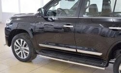 16 499 р. Защита порогов из круглой трубы диаметром 42 мм SLITKOFF  Toyota Land Cruiser  200 (2015-2021) 2-ой рестайлинг  с доставкой в г. Владивосток. Увеличить фотографию 4