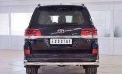 Защита заднего бампера (2 трубы Ø76 и 42 мм, нержавейка) SLITKOFF Toyota (Тойота) Land Cruiser (Лэнд)  200 (2015-2021) 200 2-ой рестайлинг