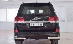 15 749 р. Защита заднего бампера (2 трубы Ø76х42 мм, нержавейка) SLITKOFF Toyota Land Cruiser 200 2-ой рестайлинг (2015-2021)  с доставкой в г. Владивосток. Увеличить фотографию 1