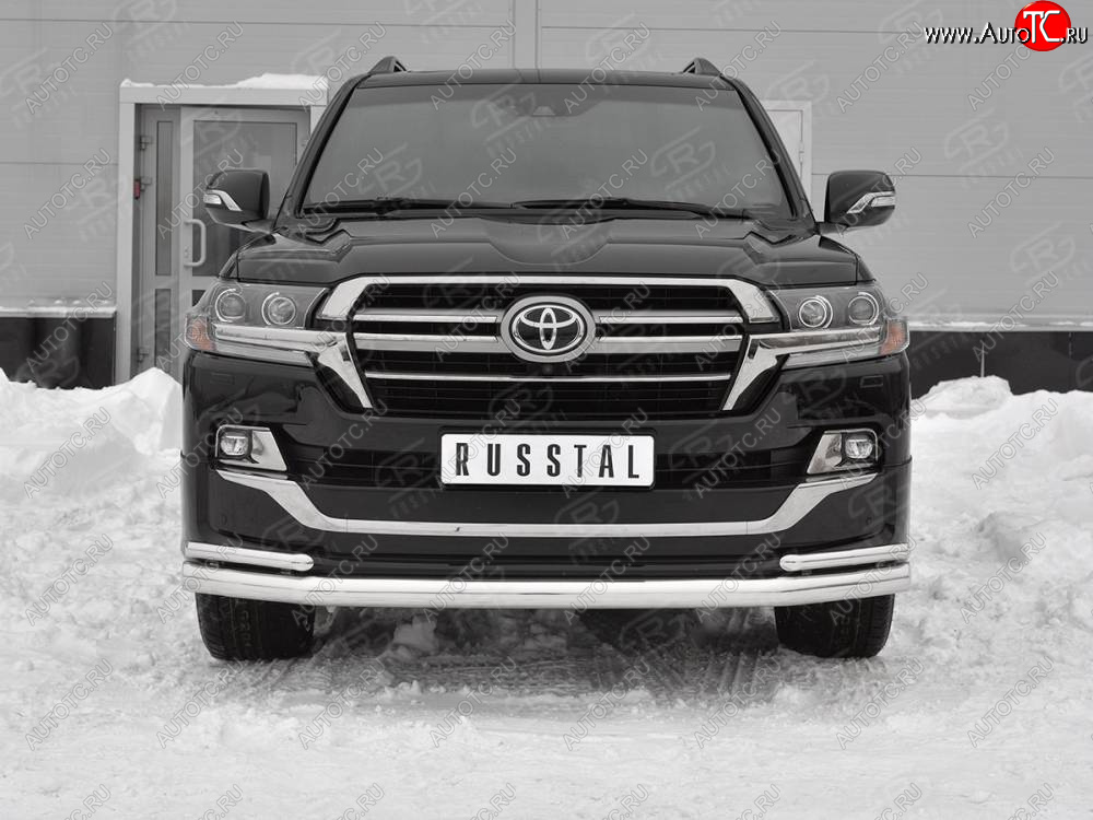 22 999 р. Защита переднего бампера (2 трубы Ø 76 и 42 мм, нержавейка, EXECUTIVE LOUNGE)  Toyota Land Cruiser  200 (2015-2021) 2-ой рестайлинг  с доставкой в г. Владивосток