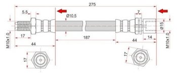 Тормозной шланг SAT (передний) Toyota (Тойота) Mark 2 (Марк)  X80 (1988-1996) X80 седан