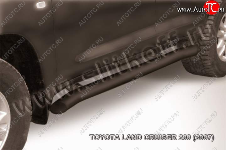 14 649 р. Защита порогов Slitkoff  Toyota Land Cruiser  200 (2007-2012) дорестайлинг (Цвет: серебристый)  с доставкой в г. Владивосток