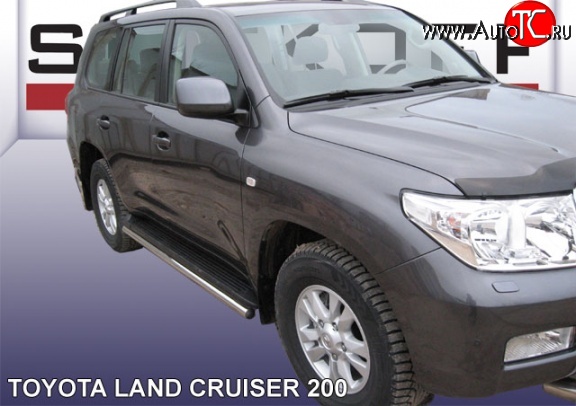 15 999 р. Защита штатных порогов из круглой трубы диаметром 57 мм Slitkoff  Toyota Land Cruiser  200 (2007-2012) дорестайлинг (Цвет: нержавеющая полированная сталь)  с доставкой в г. Владивосток