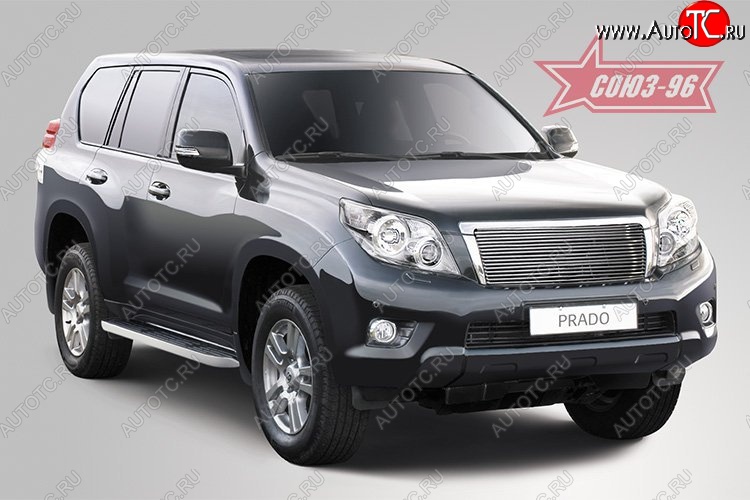 11 999 р. Декоративная решетка радиатора Souz-96 Toyota Land Cruiser Prado J150 дорестайлинг (2009-2013) (Хром)  с доставкой в г. Владивосток