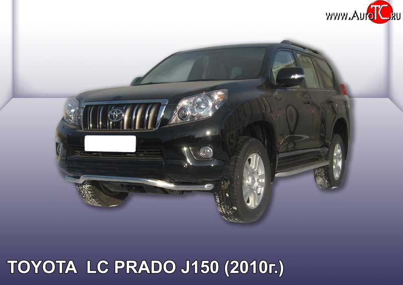 13 849 р. Фигурная защита переднего бампера диаметром 57 мм Slitkoff  Toyota Land Cruiser Prado  J150 (2009-2013) дорестайлинг (Цвет: нержавеющая полированная сталь)  с доставкой в г. Владивосток