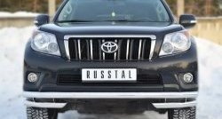 Защита переднего бампера (Ø63 мм с углами, нержавейка) SLITKOFF Toyota (Тойота) Land Cruiser Prado (Лэнд)  J150 (2009-2013) J150 дорестайлинг