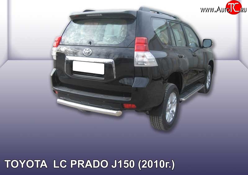 15 399 р. Защита заднего бампера из короткой трубы диаметром 76 мм Slitkoff Toyota Land Cruiser Prado J150 дорестайлинг (2009-2013) (Цвет: нержавеющая полированная сталь)  с доставкой в г. Владивосток