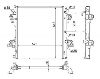 Радиатор двигателя SAT Toyota (Тойота) Land Cruiser Prado (Лэнд)  J150 (2009-2017) J150 дорестайлинг, 1-ый рестайлинг