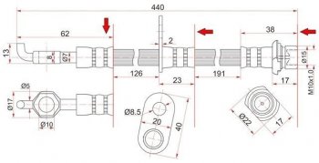 Тормозной шланг 4WD SAT (передний, левый) Toyota Town Ace 3 (1996-2008)