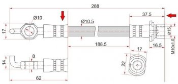 Тормозной шланг 2 WD SAT (левый/правый) Toyota Town Ace 3 (1996-2008)