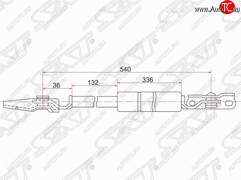 1 199 р. Правый газовый упор крышки багажника SAT  Toyota Nadia  XN10 (1998-2003) дорестайлинг, рестайлинг минивэн  с доставкой в г. Владивосток