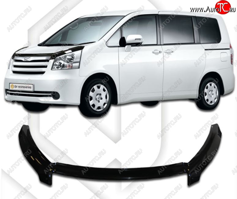 2 599 р. Дефлектор капота CA-Plastiс exclusive  Toyota Noah  2 (2007-2010) дорестайлинг (Classic черный, Без надписи)  с доставкой в г. Владивосток