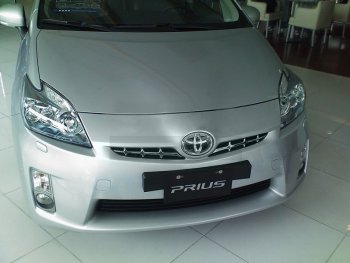 1 459 р. Декоративные элементы решетки радиатора SAT Toyota Prius XW30 дорестайлинг (2009-2011) (Хром)  с доставкой в г. Владивосток. Увеличить фотографию 2