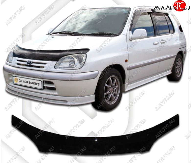 2 159 р. Дефлектор капота CA-Plastiс  Toyota Raum (1997-2003) (Classic черный, Без надписи)  с доставкой в г. Владивосток