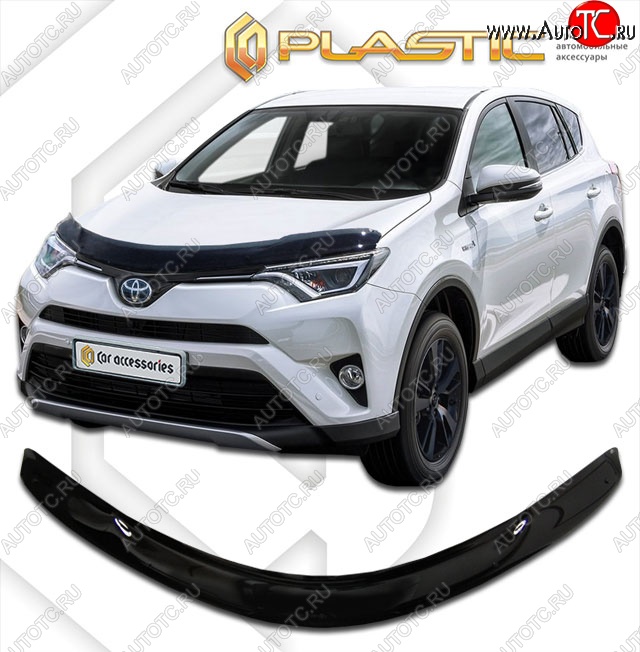 1 999 р. Дефлектор капота CA-Plastic  Toyota RAV4  XA40 (2015-2019) 5 дв. рестайлинг (Classic черный, Без надписи)  с доставкой в г. Владивосток