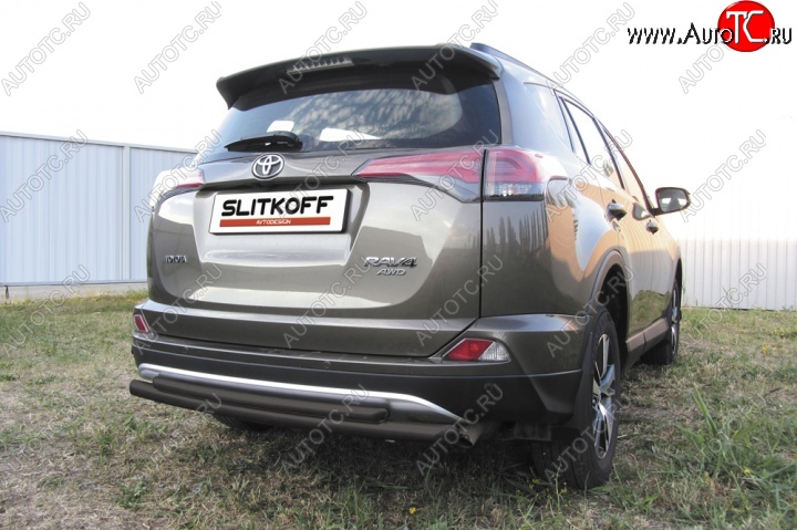 8 599 р. Защита задняя Slitkoff Toyota RAV4 XA40 5 дв. рестайлинг (2015-2019) (Цвет: серебристый)  с доставкой в г. Владивосток