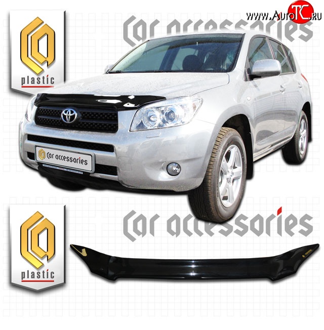 2 049 р. Дефлектор капота CA-Plastic  Toyota RAV4  XA305 (2005-2009) 5 дв. дорестайлинг (Classic черный, Без надписи)  с доставкой в г. Владивосток