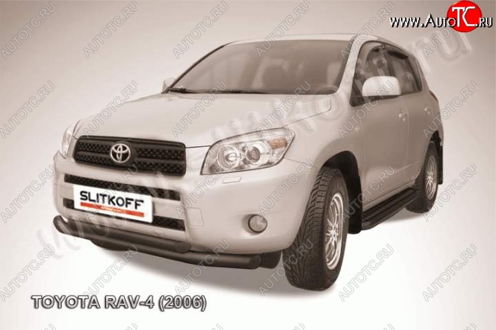 11 299 р. Защита переднего бампер Slitkoff Toyota RAV4 XA305 5 дв. дорестайлинг (2005-2009) (Цвет: серебристый)  с доставкой в г. Владивосток