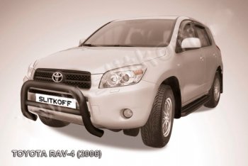 33 649 р. Защита переднего бампера Slitkoff (Ø76 мм, низкая) Toyota RAV4 XA305 5 дв. дорестайлинг (2005-2009) (Нержавейка полированная)  с доставкой в г. Владивосток. Увеличить фотографию 2