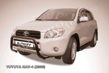 24 449 р. Защита переднего бампера Slitkoff (Ø57 мм, низкая) Toyota RAV4 XA305 5 дв. дорестайлинг (2005-2009) (Нержавейка полированная)  с доставкой в г. Владивосток. Увеличить фотографию 2