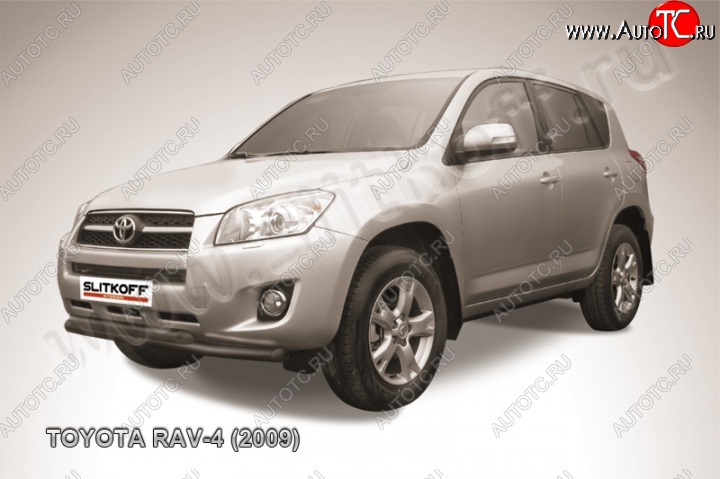 10 299 р. Защита переднего бампер Slitkoff Toyota RAV4 XA30 5 дв. 1-ый рестайлинг (2008-2010) (Цвет: серебристый)  с доставкой в г. Владивосток