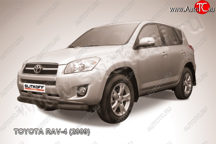 11 299 р. Защита переднего бампер Slitkoff Toyota RAV4 XA30 5 дв. 1-ый рестайлинг (2008-2010) (Цвет: серебристый)  с доставкой в г. Владивосток