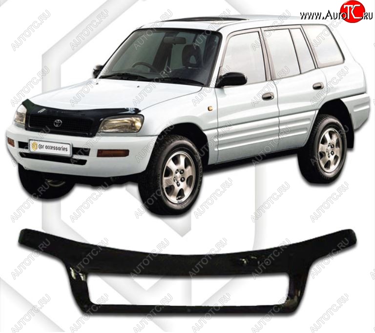 2 399 р. Дефлектор капота CA-Plastiс  Toyota RAV4  XA10 (1994-2000) 5 дв. дорестайлинг, 5 дв. рестайлинг (Classic черный, Без надписи)  с доставкой в г. Владивосток