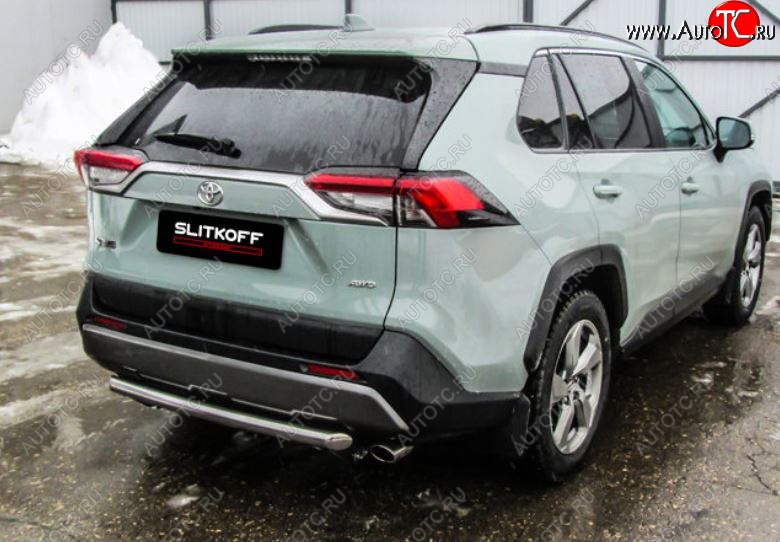 8 999 р. Защита заднего бампера Slitkoff (d57)  Toyota RAV4  XA50 (2018-2025) 5 дв. дорестайлинг (Нержавейка, Без окраски)  с доставкой в г. Владивосток