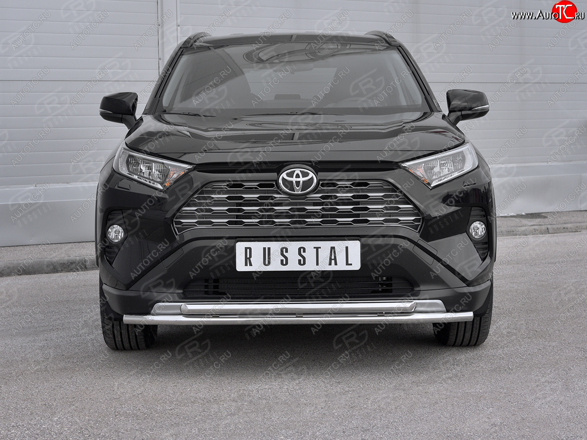 20 949 р. Защита переднего бампера (2 трубы Ø42 мм, нержавейка) SLITKOFF Toyota RAV4 XA50 5 дв. дорестайлинг (2018-2024)  с доставкой в г. Владивосток