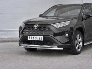 20 949 р. Защита переднего бампера (2 трубы Ø42 мм, нержавейка) SLITKOFF Toyota RAV4 XA50 5 дв. дорестайлинг (2018-2024)  с доставкой в г. Владивосток. Увеличить фотографию 3