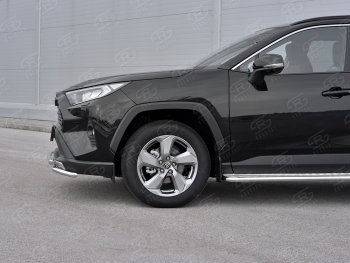 20 949 р. Защита переднего бампера (2 трубы Ø42 мм, нержавейка) SLITKOFF Toyota RAV4 XA50 5 дв. дорестайлинг (2018-2024)  с доставкой в г. Владивосток. Увеличить фотографию 4