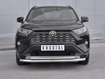 Защита переднего бампера (2 трубы Ø63 и 42 мм, нержавейка) SLITKOFF Toyota RAV4 XA50 5 дв. дорестайлинг (2018-2024)