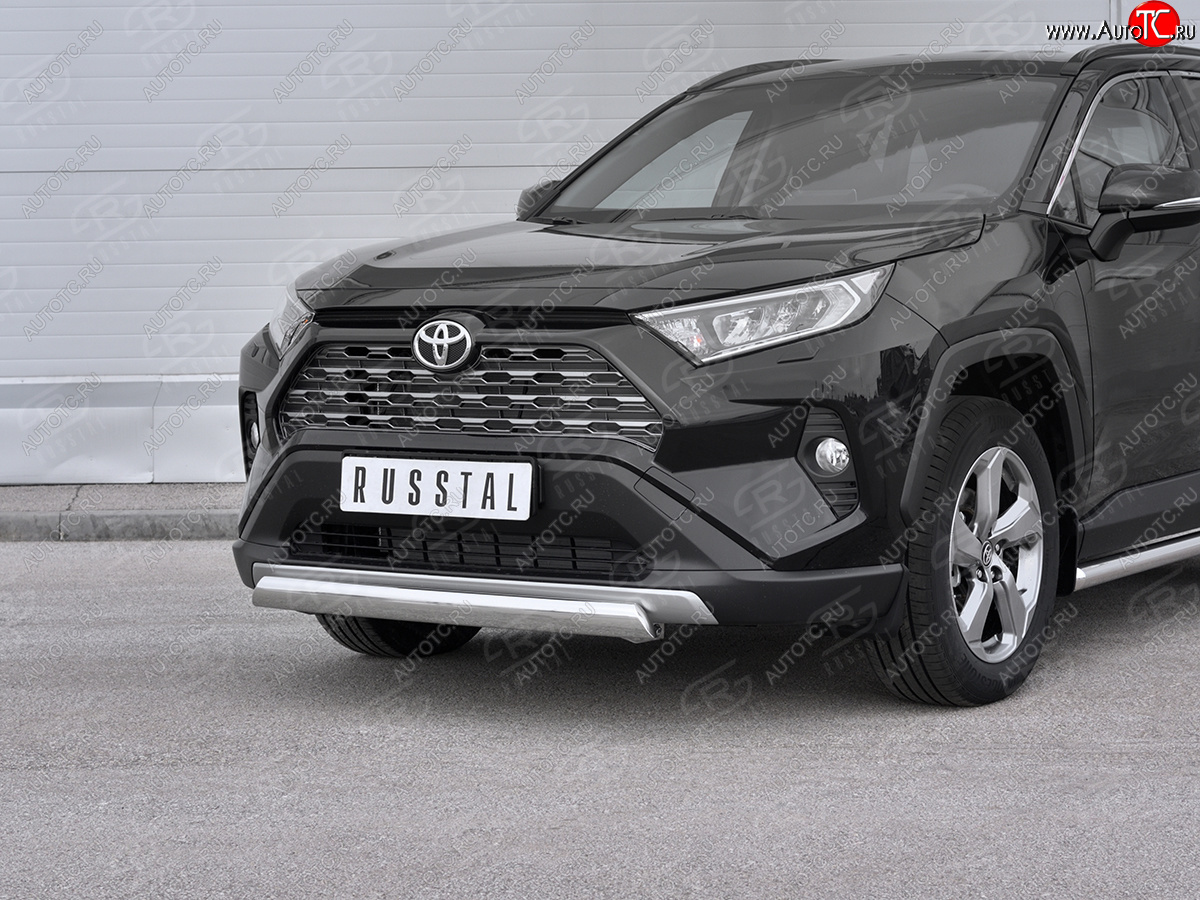 15 999 р. Защита переднего бампера (Ø75х42 мм, нержавейка) Russtal Toyota RAV4 XA50 5 дв. дорестайлинг (2018-2024)  с доставкой в г. Владивосток