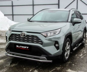 10 749 р. Защита переднего бампера Slitkoff (Ø57 мм)  Toyota RAV4  XA50 (2018-2025) 5 дв. дорестайлинг (Нержавейка)  с доставкой в г. Владивосток. Увеличить фотографию 2