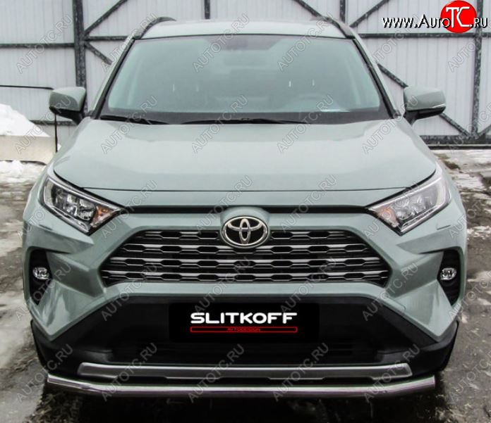 10 749 р. Защита переднего бампера Slitkoff (Ø57 мм)  Toyota RAV4  XA50 (2018-2025) 5 дв. дорестайлинг (Нержавейка)  с доставкой в г. Владивосток