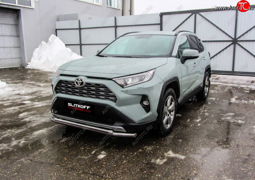 14 999 р. Защита переднего бампера Slitkoff (Ø57 и 42 мм)  Toyota RAV4  XA50 (2018-2024) 5 дв. дорестайлинг (Нержавейка)  с доставкой в г. Владивосток