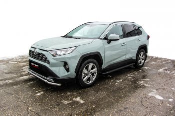 19 449 р. Пороги алюминиевые Slitkoff Toyota RAV4 XA50 5 дв. дорестайлинг (2018-2024) (Optima Black )  с доставкой в г. Владивосток. Увеличить фотографию 3