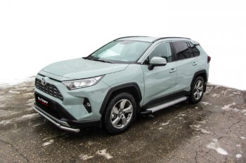 19 449 р. Пороги алюминиевые Slitkoff  Toyota RAV4  XA50 (2018-2024) 5 дв. дорестайлинг (Optima Silver)  с доставкой в г. Владивосток. Увеличить фотографию 3