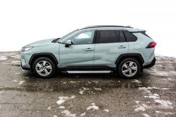 19 449 р. Пороги алюминиевые Slitkoff  Toyota RAV4  XA50 (2018-2024) 5 дв. дорестайлинг (Optima Silver)  с доставкой в г. Владивосток. Увеличить фотографию 2