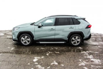 24 999 р. Пороги алюминиевые Slitkoff  Toyota RAV4  XA50 (2018-2024) 5 дв. дорестайлинг (Standart Silver)  с доставкой в г. Владивосток. Увеличить фотографию 3