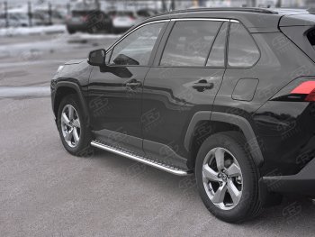 25 849 р. Пороги SLITKOFF d42 с листом Toyota RAV4 XA50 5 дв. дорестайлинг (2018-2024) (лист алюминий, труба сталь)  с доставкой в г. Владивосток. Увеличить фотографию 2